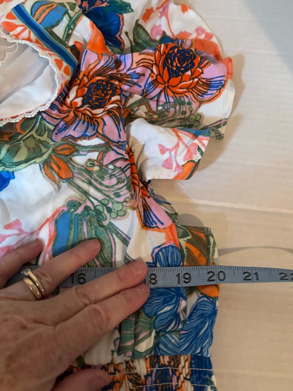 Adrianna Papell Smocked-Waist Flutter-Sleeve Midi Dress Sz 14 Colorful Cruise - Picture 11 of 12